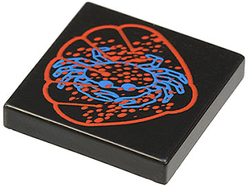 Tile 2 x 2 with Blue and Red Scallop and Crab Print