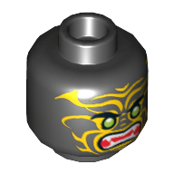Minifig Head Scout / Swordsman, Green Eyes and Yellow Face Markings Print [Hollow Stud]