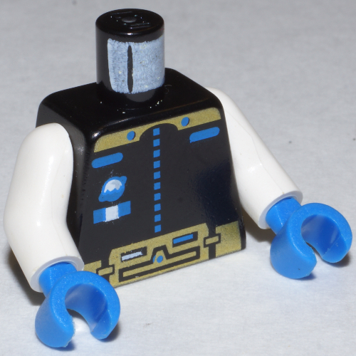 Torso Space Ice Planet Gold Print / White Arms / Blue Hands