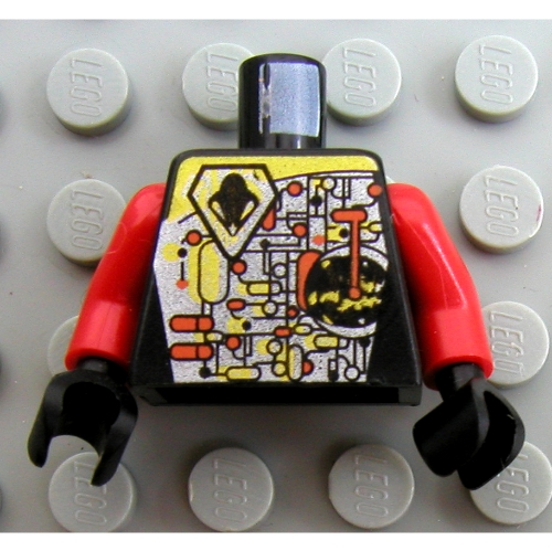 Torso Space UFO Circuitry with Red Lever Print, Red Arms, Black Hands