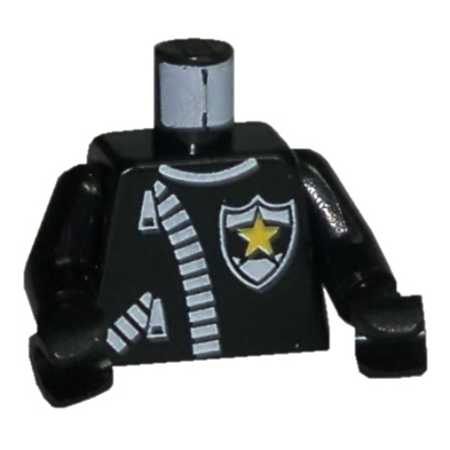Torso Police Leather Jacket, Yellow Star Badge Print / Black Arms / Black Hands