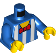 Torso Shirt, White Vertical Stripes and Red Bowtie Print, Blue Arms, Yellow Hands