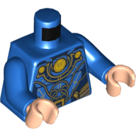 Torso Armor, Dark Blue Panels, Ornate Gold Trim Print, Blue Arms, Light Nougat Hands