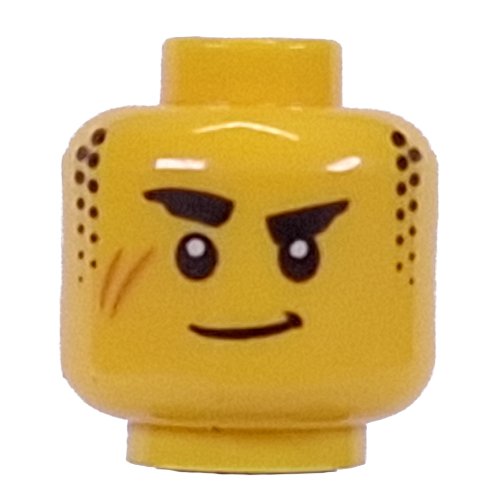 Minifig Head Arin, Thick Raised Eyebrows, Smirk, Stubbles print