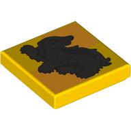 Tile 2 x 2 with Brown Badger, Hufflepuff Crest print