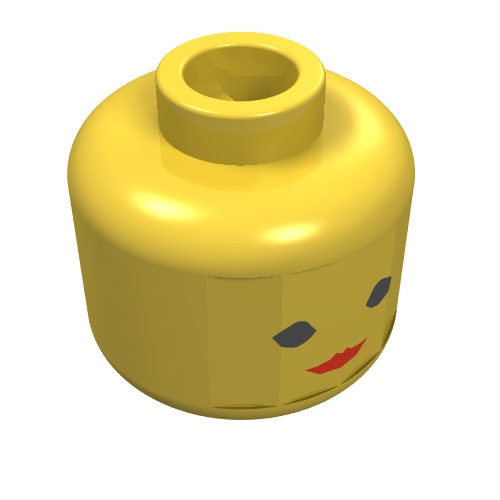 Minifig Head, Standard with Red Lips, Eyelashes Print [Blocked Open Stud]
