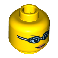 Minifig Head Swimming Champion, Dual Sided, Open Smile / Swimming Goggles Print [Blocked Open Stud]