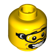 Minifig Head Skydiver, Goggles, Open Mouth and Scared Print [Blocked Open Stud]