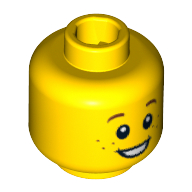 Minifig Head Lil' Nelson / Boy / Girl / Elf, Brown Eyebrows and Freckles, Open Smile Print
