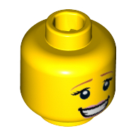 Minifig Head Fairytale Princess, Dual Sided, Dark Orange Eyebrows, Eyelashes, Bright Pink Lips, Smiling / Eyes Closed, Kissing Print [Hollow Stud]