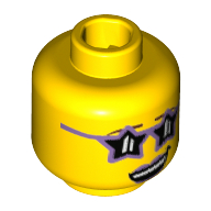 Minifig Head Disco Diva, Glasses Star Shaped, Medium Lavender Lips, Open Lopsided Smile with Teeth Print [Hollow Stud]