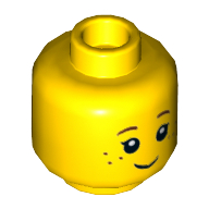 Minifig Head Sally, Girl, Eyelashes, Freckles, Smile
