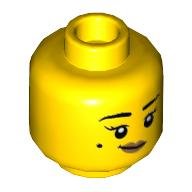 Minifig Head Bird-Watcher / Lee, Eyelashes, Beauty Mark, Peach Lips, Open Mouth Smile / Closed Mouth Smirk Print