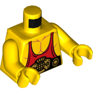Torso Muscles with Red Tank Top and Belt Print, Yellow Arms and Hands
