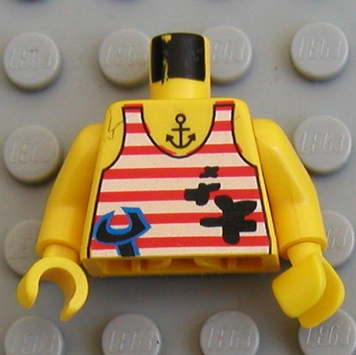 Torso Adventurers Jungle Tank Top, Stains, Wrench, Anchor Tattoo Print / Yellow Arms / Yellow Hands