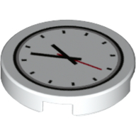 Tile Round 2 x 2 with Bottom Stud Holder with Clock with Red Second Hand Print