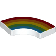 Tile 2 x 2 Curved, Macaroni with Red/Orange/Yellow/Green/Blue Rainbow Print