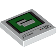 Tile 2 x 2 with Computer Monitor Print 1, with Gray/Black Power Switch Icon