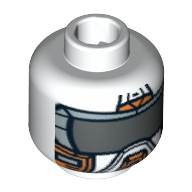 Minifig Head Battle Mech, Orange Mask with Dark Gray Visor Print [Blocked Open Stud]