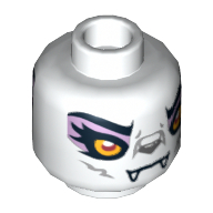 Minifig Head Windra, Dual Sided, Wolf with Yellow Eyes and Lavender Eye Shadow Closed Mouth / Open Mouth Print [Hollow Stud]