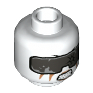 Minifig Head Jet Jack, Silver Goggles, Angry Print [Hollow Stud]