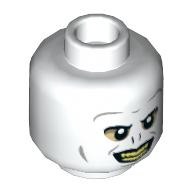 Minifig Head Voldemort, Tan Around Eyes, Yellow Teeth, Evil Grin Print