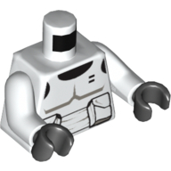 Torso Armour Scout Trooper with Dark Bluish Gray Accents Print, White Arms, Black Hands