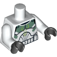Torso Clone Trooper Armour with Sand Green Markings Print, White Arms, Black Hands