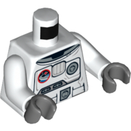 Torso Spacesuit with Space Logo and Equipment Print Front and Back, White Arms, Dark Bluish Gray Hands