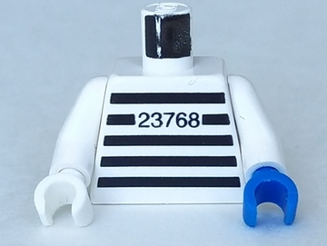 Torso Jail Stripes with Number 23768 Print / White Arms / White Hand Right / Blue Hand Left