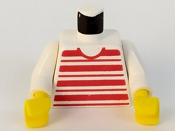 Torso Horizontal Red Stripes Print / White Arms / Yellow Hands