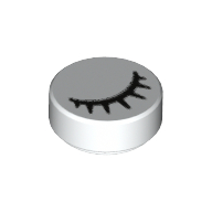 Tile, Round 1 x 1 with Black Eye Closed with Eyelashes Print