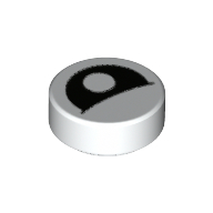 Tile Round 1 x 1 with Black Eye with Central Pupil Partially Closed Print