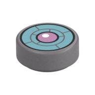 Tile Round 1 x 1 with Bright Light Blue Turbine, Lavender Center print