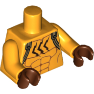 Torso Muscles Dark Tan Straps, Claw Marks Print, Bright Light Orange Arms, Reddish Brown Hands