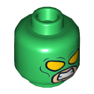 Minifig Head HYDRA Henchman, Dual Sided, Yellow Eyes, Clenched Teeth, Yellow 'H' on Back Print [Hollow Stud]