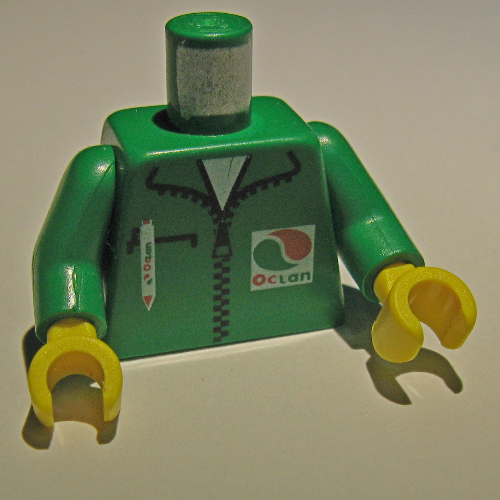 Torso Octan Logo Jacket with Pen Print, Green Arms, Yellow Hands