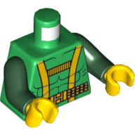 Torso Muscles Outline with Yellow Harness Straps and Utility Belt Print, Dark Green Arms, Yellow Hands