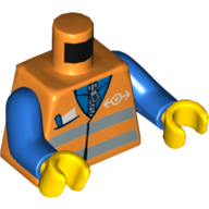 Torso Vest with Reflective Safety Stripes, Pocket and Train Logo Print, Blue Arms, Yellow Hands