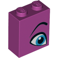 Brick 1 x 2 x 2 with Blue Eye, Eyebrow Left print