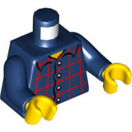 Torso Plaid Shirt with Buttons Print, Dark Blue Arms, Yellow Hands