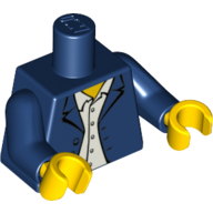 Torso Blazer over Light Blue Button Down Shirt Print, Dark Blue Arms, Yellow Hands
