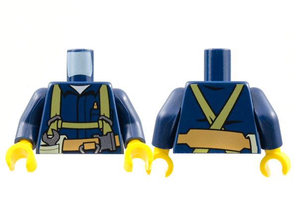 Torso Shirt with Utility Harness and Tools Print, Dark Blue Arms, Yellow Hands