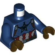 Torso Armor, Red and Light Bluish Gray Plates, Star, Harness Print (Captain America), Dark Blue Arms, Dark Brown Hands