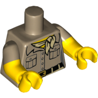 Torso, Dual Molded Arms, Shirt with 2 Pockets, Tan Scarf and Black Belt with Gold Buckle Print, Dark Tan Sleeves Pattern, Yellow Arms and Hands