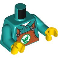 Torso, Dark Orange Apron, Green Leaf Symbol print, Dark Turquoise Arms, Yellow Hands