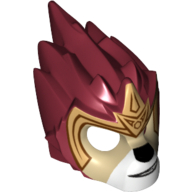Minifig Mask Lion (Chima) with Tan Muzzle, Black Face Details and Gold Crown Print