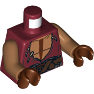 Torso Torn Tunic with Bare Chest and Dark Brown Belt Print, Medium Nougat Arms, Reddish Brown Hands