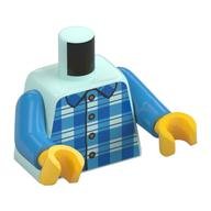 Torso, Blue Plaid Shirt/Pajama print, Dark Azure Arms, Yellow Hands