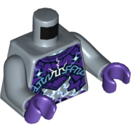 Torso Dark Purple Rock Plates, White and Bright Light Blue Lightning Effect and Arcane Symbols Print, Sand Blue Arms, Dark Purple Hands